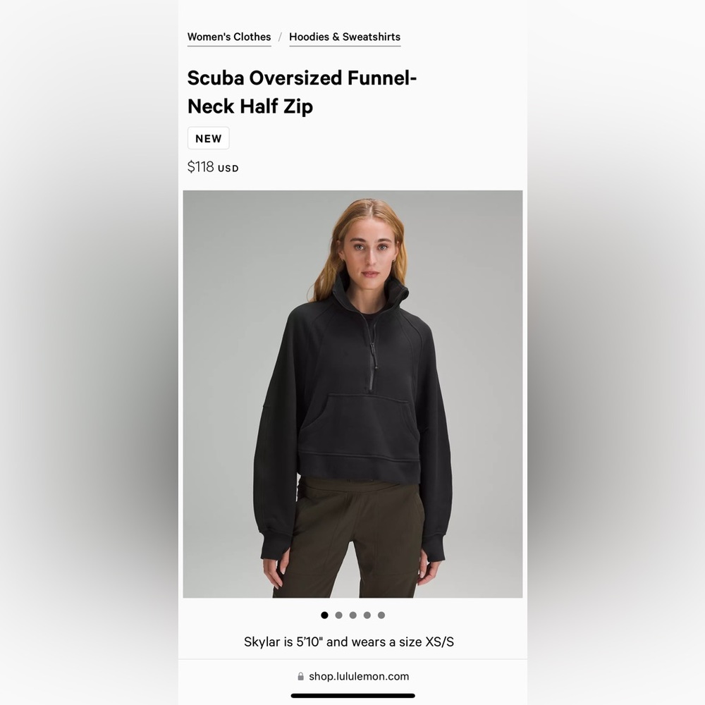 Lululemon Oversized Scuba Funnel-Neck Black XS/S